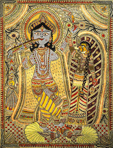 Madhubani 01- Madhubani Art On Hand Made Paper by Shanti Devi