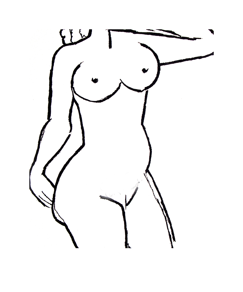 Nude 7 - Platography On Paper by Kashinath Salve