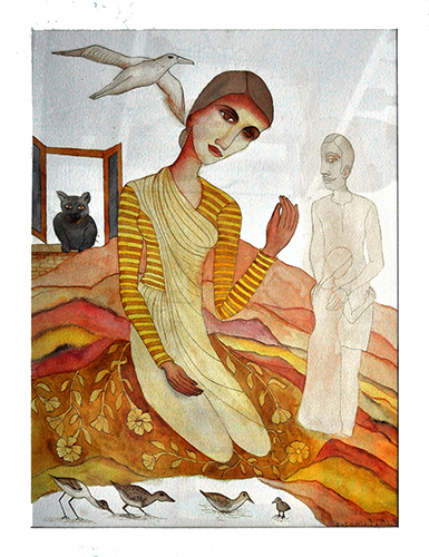 Untitled 2 - Water Colour  On Acid Proof Paper by Lalita Lazmi