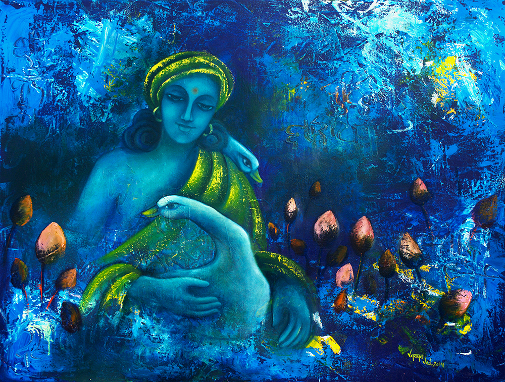Heavenly - Mix Media On Canvas by  Vijaya Ved