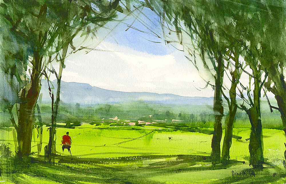 Reap - Water Color On Paper by Dinesh Panchal