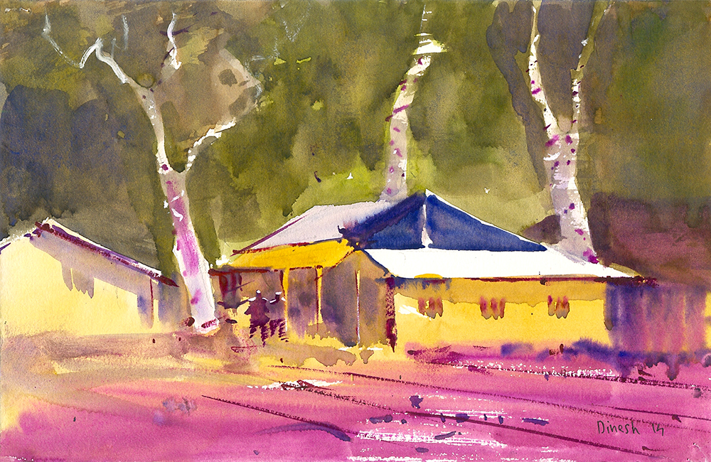 Herbage - Water Color On Paper by Dinesh Panchal