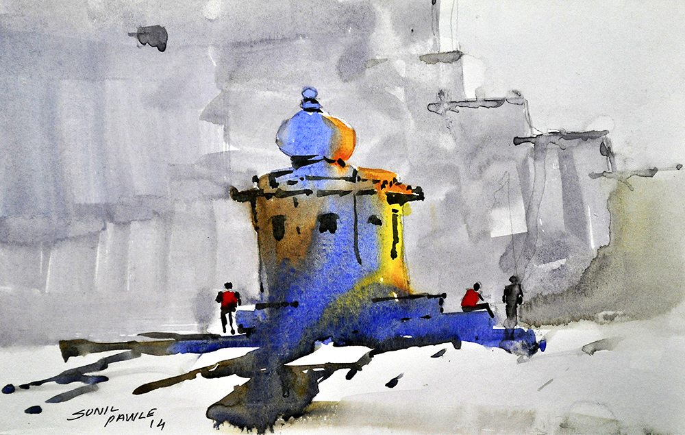 Spectacle - Water Color On Paper by Sunil Pawle