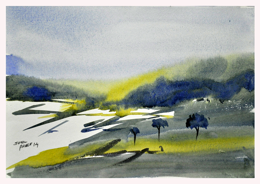 Foxy - Water Color On Paper by Sunil Pawle