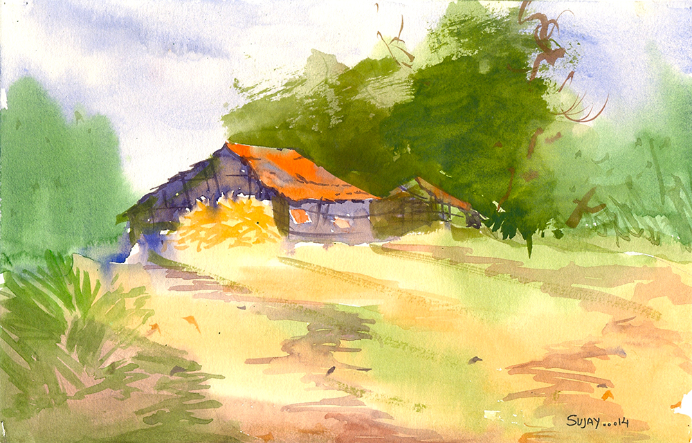 Lacy - Water Color On Paper by Sanjay Sable