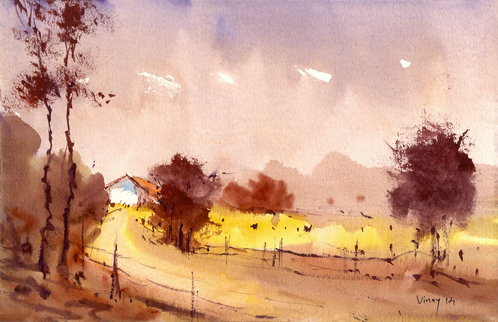 Unearthly - Water Color On Paper by Vinay Pawle