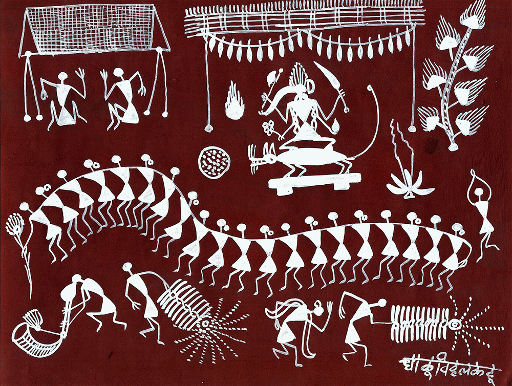 Ethic -  Warli Painting by Dhaku V Kadu
