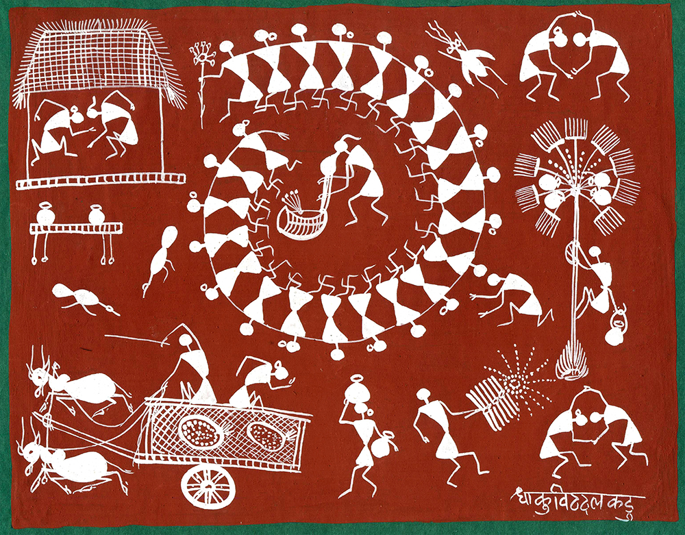 Levity -  Warli Painting by Dhaku V Kadu