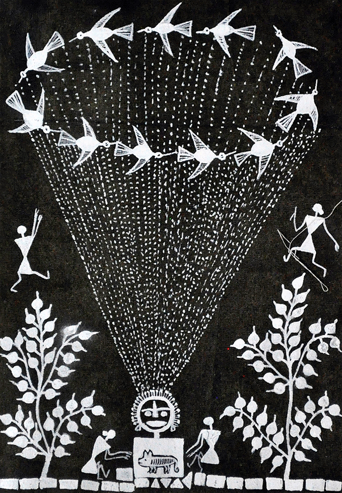 Refreshment - Warli Painting by Ganesh Wangadd