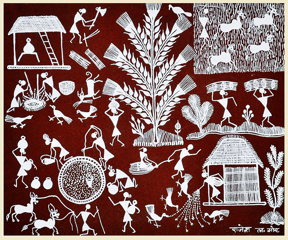 Festivities -  Warli Painting by Rajesh More 