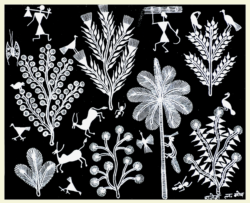 Feast -  Warli Painting by Rajesh More 