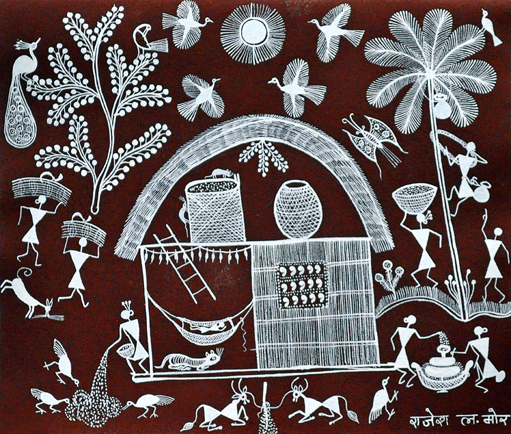 Hullabaloo - Warli Painting by Rajesh More 