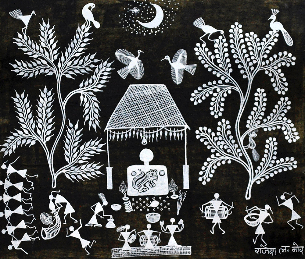 Fruitage - Warli Painting by Rajesh More 