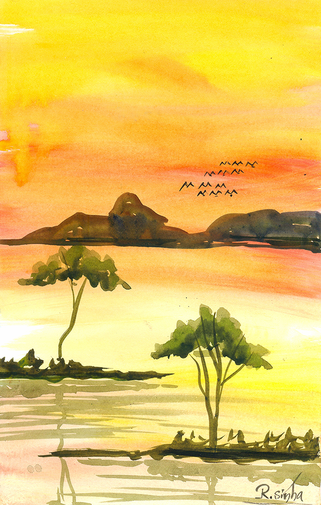 Fine - Water Color On Paper by Rakesh Sinha