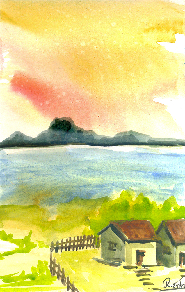 Riveting - Water Color On Paper by Rakesh Sinha