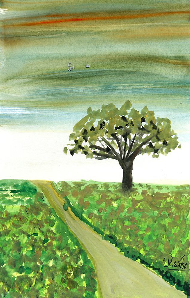 Empyrean - Water Color On Paper by Rakesh Sinha