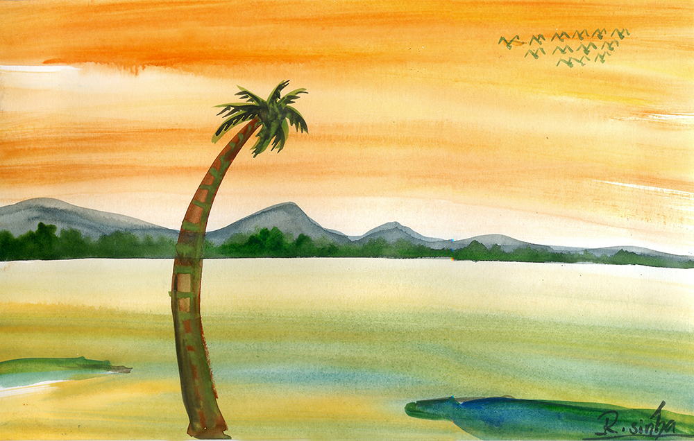 Immortal - Water Color On Paper by Rakesh Sinha