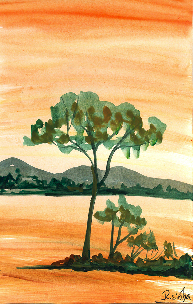 Seraphic - Water Color On Paper by Rakesh Sinha