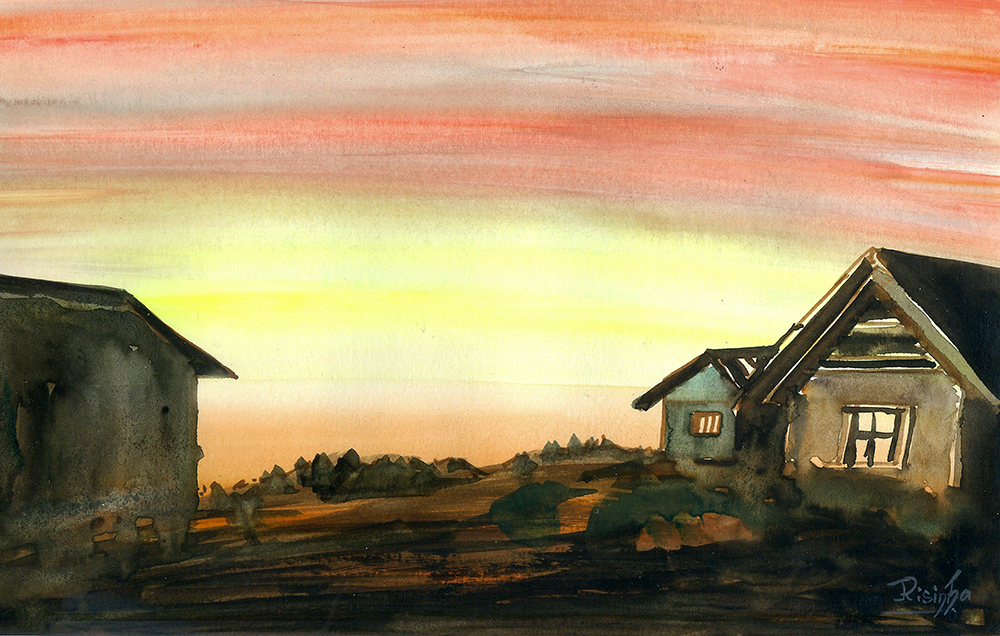 Lea - Water Color On Paper by Rakesh Sinha