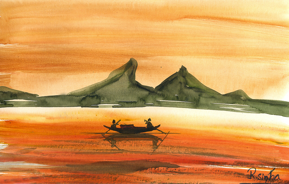 Neoteric - Water Color On Paper by Rakesh Sinha