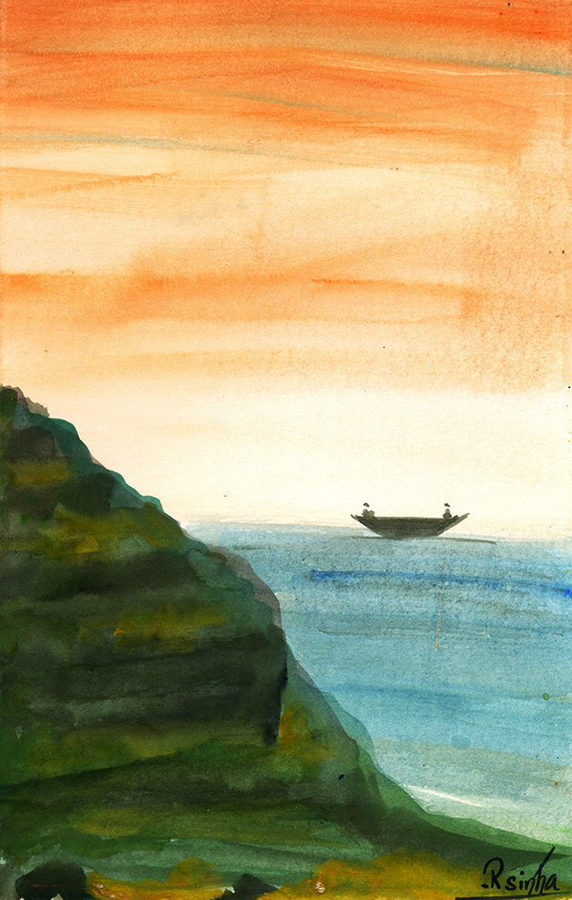 Verse - Water Color On Paper by Rakesh Sinha