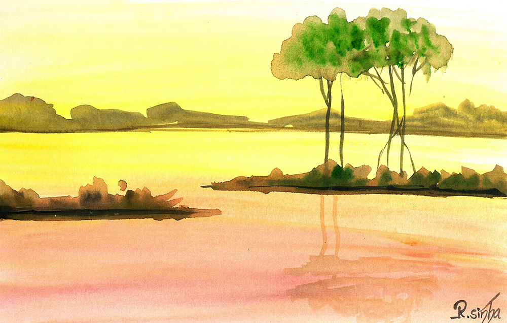 Esemplastic - Water Color On Paper by Rakesh Sinha