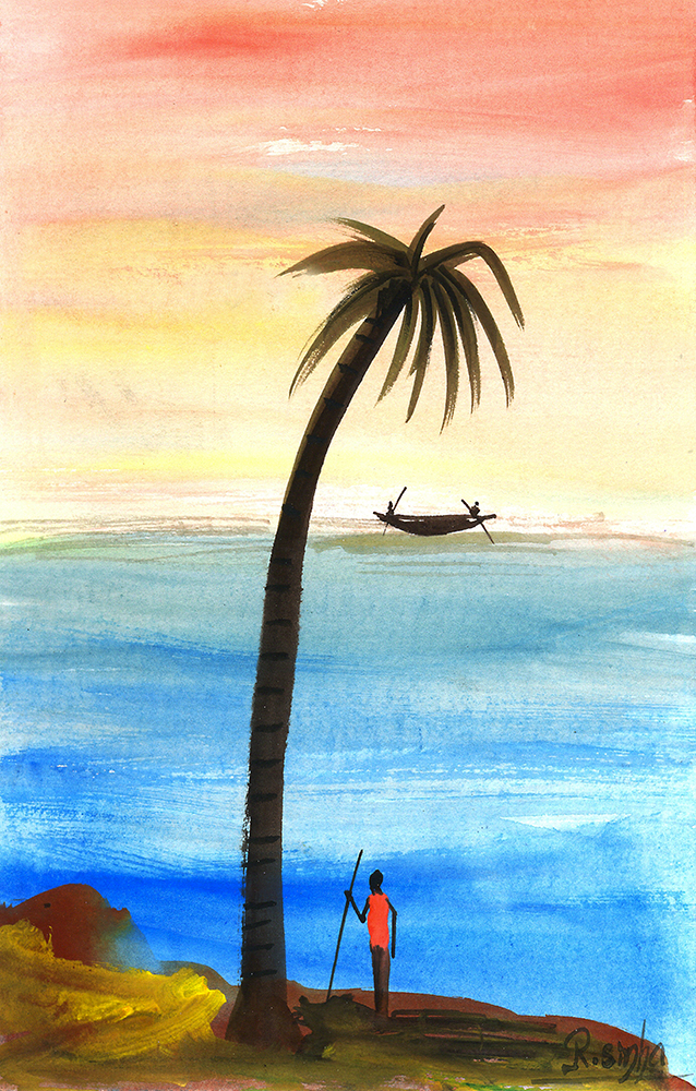 Exposition - Water Color On Paper by Rakesh Sinha