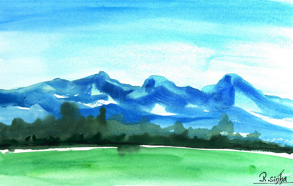 Overtone - Water Color On Paper by Rakesh Sinha