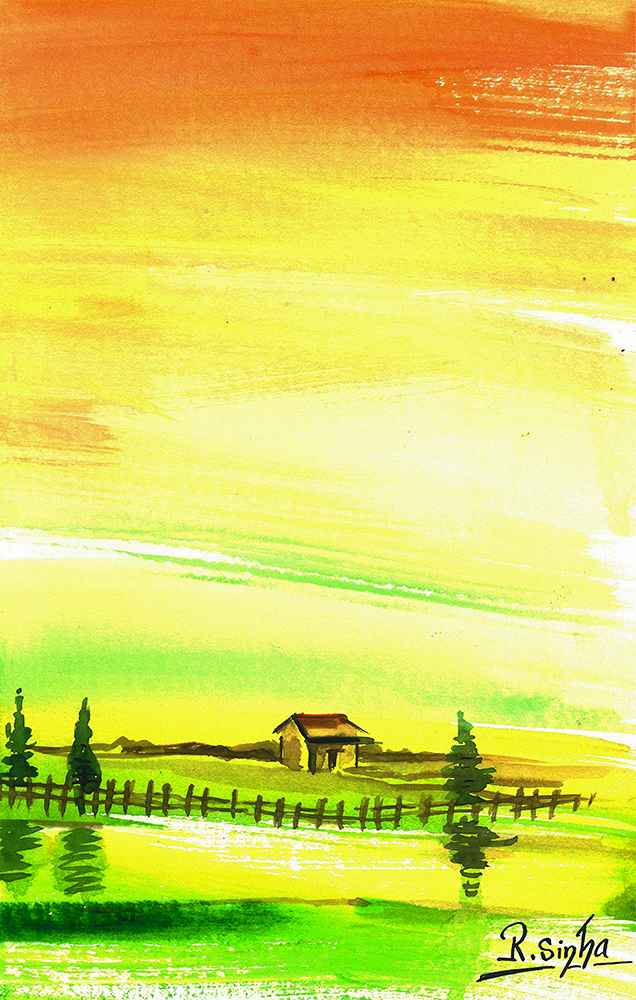 Free Verse - Water Color On Paper by Rakesh Sinha