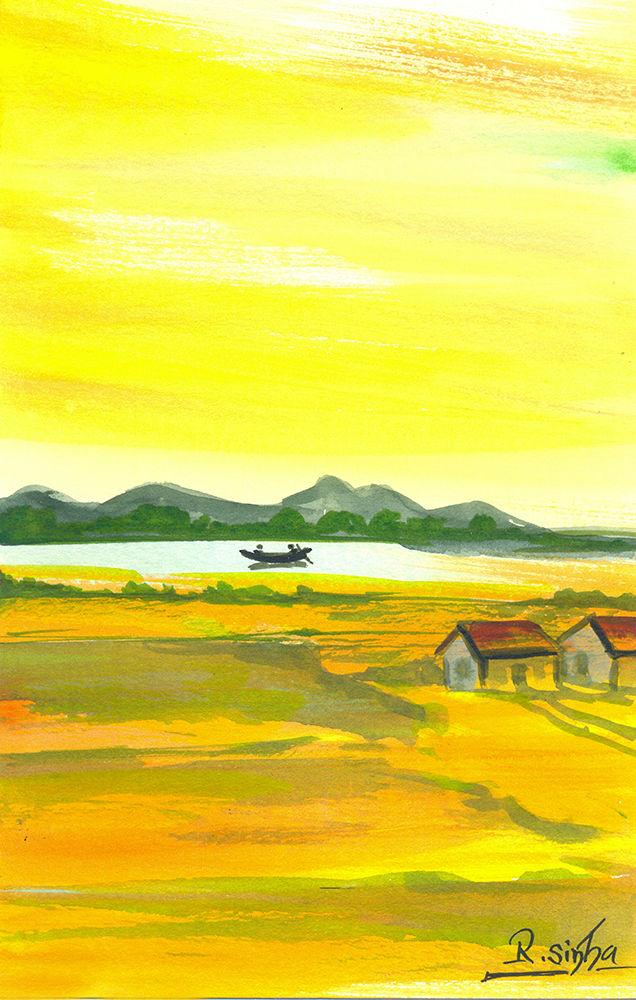 Mood - Water Color On Paper by Rakesh Sinha