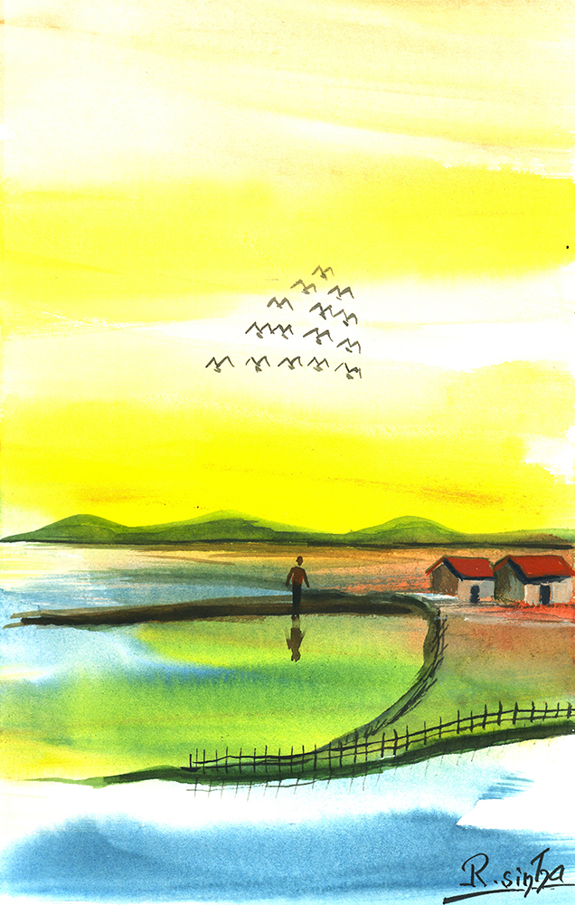 Wish - Water Color On Paper by Rakesh Sinha