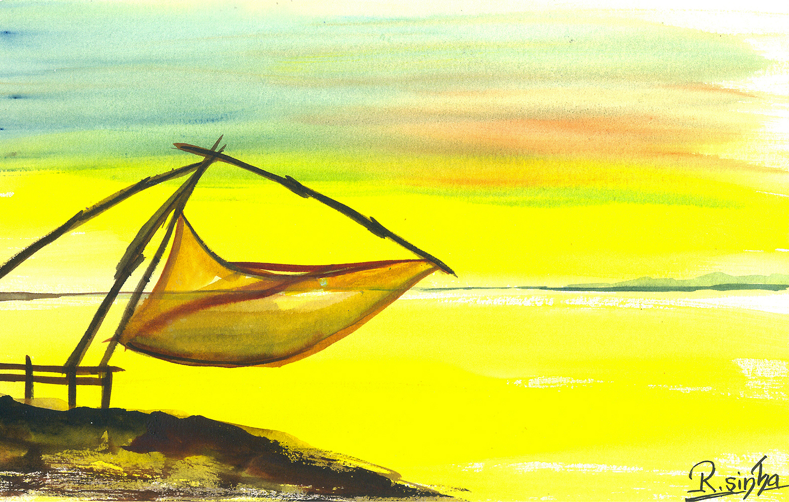 Idea - Water Color On Paper by Rakesh Sinha