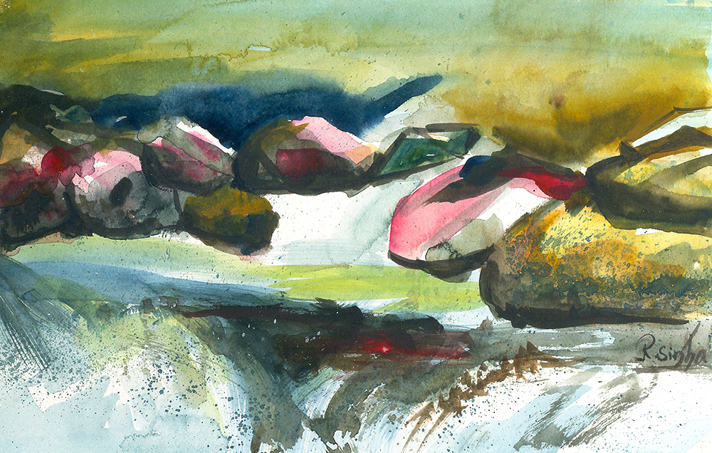 Pearly Gates - Water Color On Paper by Rakesh Sinha